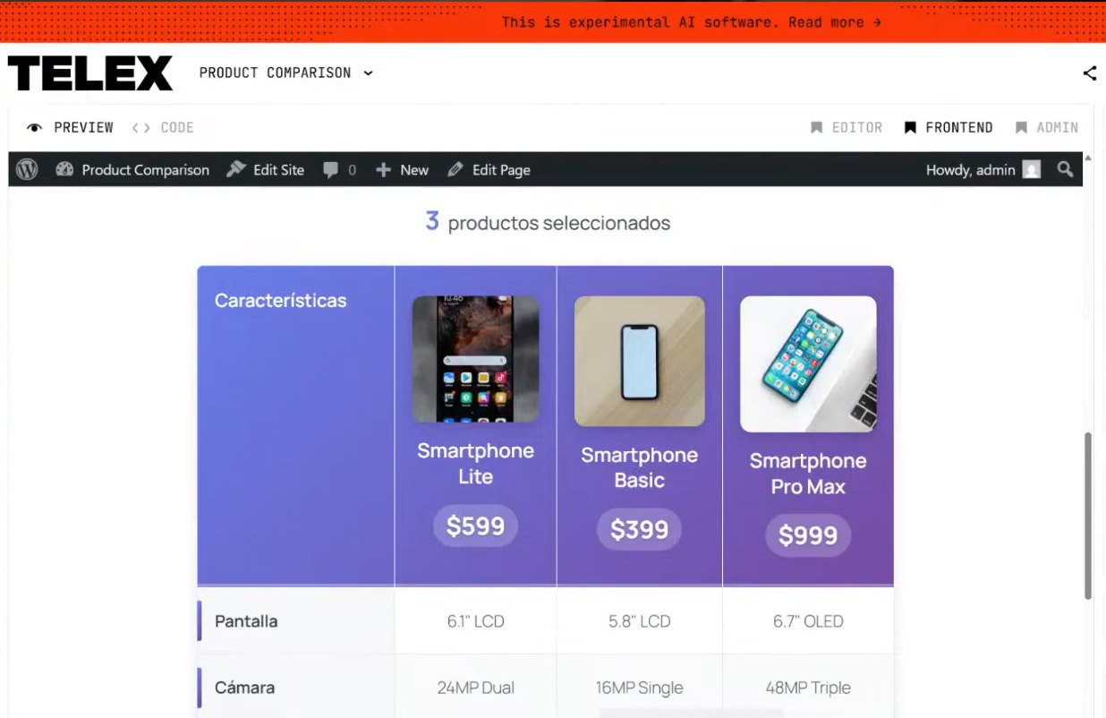 4) Presentación y comparación de productos WooCommerce  