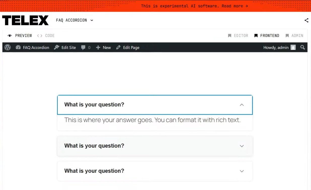 2) Acordeón de FAQs con cierre automático
